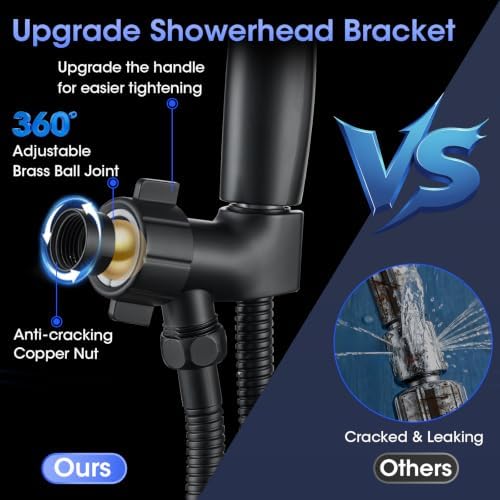 Shower Head with Handheld, High Pressure 10 Spray Modes, Matte Black - Image 6
