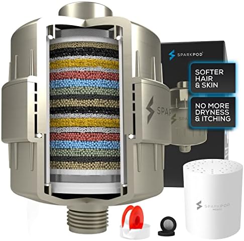 SparkPod 23-Stage Shower Head Filter for Showerheads, Brushed Nickel by SparkPod