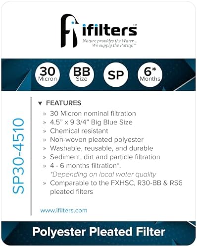 iFilters SP30-4510 4.5 x 10 Washable Pleated Sediment Water Filter - 4 Pack - Image 2