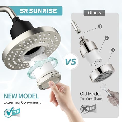 SR SUN RISE 7-Inch Filtered Shower Head,High Pressure Spray,Brushed Nickel - Image 5