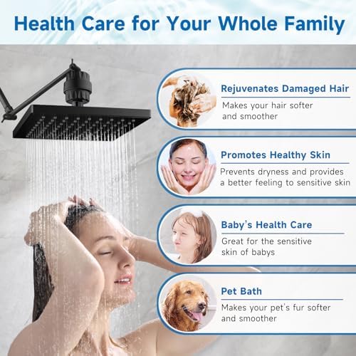 BRIGHT SHOWERS Shower Filter, High Output Shower Head Filter for Hard Water - Chlorine Reduction, Improves Skin & Hair, Universal Fit, Matte Black - Image 6