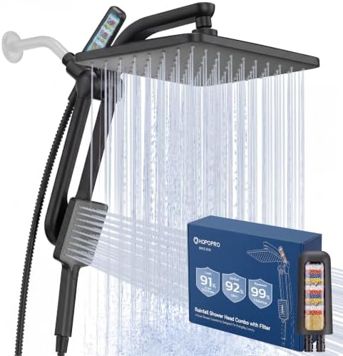 HOPOPRO High Pressure Filtered Shower Head with Handheld Combo, Black by HOPOPRO