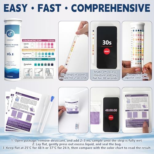 All-New 23 in 1 Drinking Water Testing Kit 158 Strips,Well Water Testing Kit & Water Test Strip for House Water for Hardness，Chlorine,Copper,Iron,Lead,pH and More - Image 3