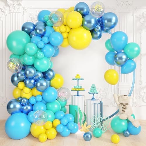 Amandir 153pcs Blue and Yellow Balloons Arch Garland Kit Different Sizes - Image 2