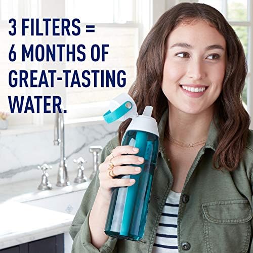 Brita Water Filter Replacements for Water Bottles (3 Count) and Brita Insulated Filtered Water Bottle with Straw (20 Ounce, Rose) - Image 3