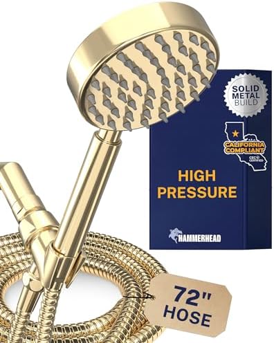 HammerHead Metal Handheld Shower Head High Pressure, 6ft Long Shower Hose by HammerHeadShowers