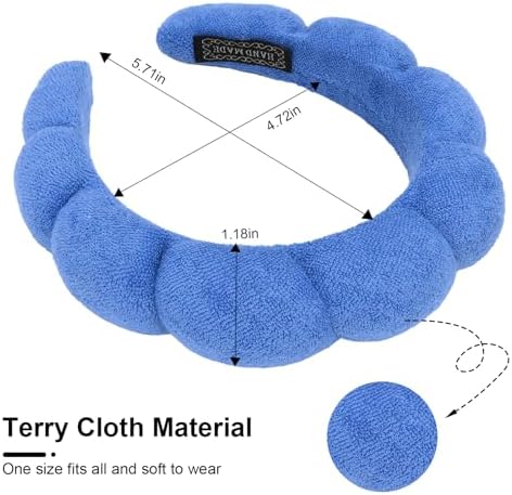 3 Pack Spa Terry Cloth Headbands - Puffy Hair Bands for Skincare, Makeup, and Face Washing - Image 2