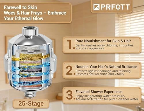 25-Stage Shower Filter with Enhanced KDF, Reduces Scale Buildup, Revitalizes Hair, Skin & Nails. Softens Hard Water, Removes 99% Lead, Chlorine, Fluoride & Harmful Chemicals. High-Output Flow, Chrome - Image 2