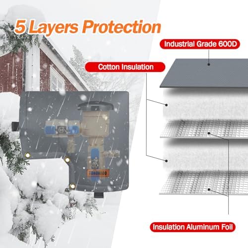 Backflow Preventer Insulation Cover for Vacuum Breaker, 13" W x 12" H, Grey - Image 3