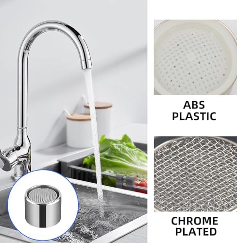 5 Pcs Faucet Aerators Female, Filter Kitchen Faucet Aerator with Brass Shell, Kitchen Sink Aerator Replacement Parts, Bathroom Sink Aerators for Kitchens Bathroom Silver - Image 5