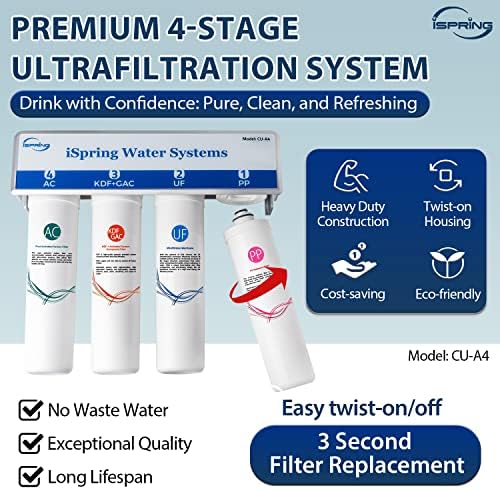 iSpring CU-A4 4-Stage Ultra Filtration Under Sink Water Filter System - Image 4