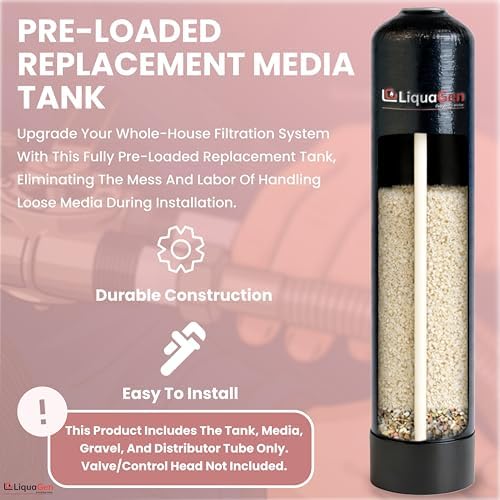LiquaGen Pre-Loaded Salt-Free Water Conditioner Replacement Tank – TAC Scale Control Media – Whole House Softener Alternative – Multiple Sizes Available (8" x 44" – 4L Media) - Image 6