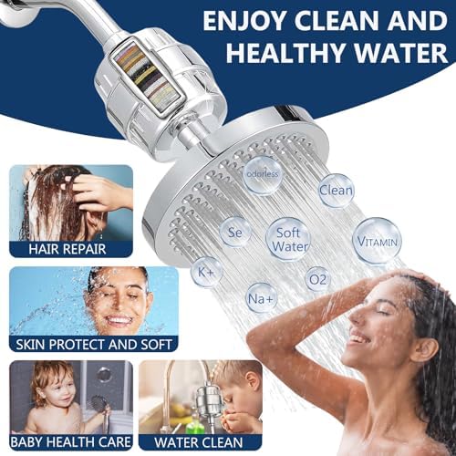 4-Pack 20 Stage Shower Filter Replacement Cartridge - Shower Head Filter Replacement Cartridge for Hard Water, Chlorine, Heavy Metals, High Output Shower Water Softener - Image 2