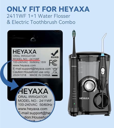 HEYAXA Water Flosser & Ultrasonic Electric Toothbrush Combo 2411WF, Water Flosser Replacement Tips, 7 Pcs, Black - Image 4