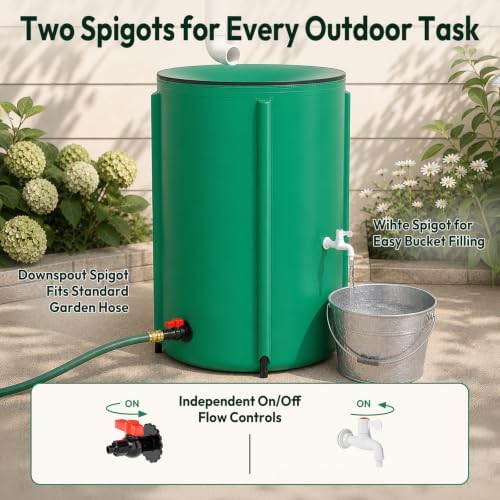 VINGLI Collapsible Rain Barrel Portable Rain Water Collection (Green, 132 Gallon) - Image 6