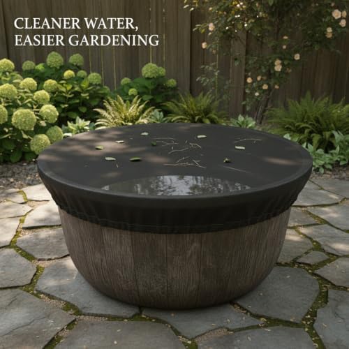 Black Polyester Mesh Rain Barrel Cover, Debris Filter Screen for Open-Top Water Containers up to 39.4 Inches, 1 Pack - Image 2