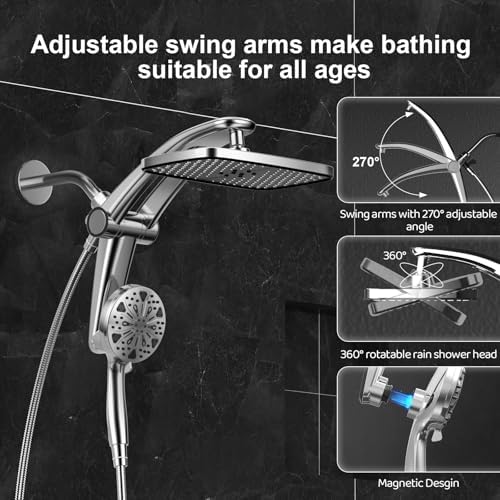 12-Inch High Pressure Rain Shower Head with Handheld Spray Combo, Magnetic - Image 5