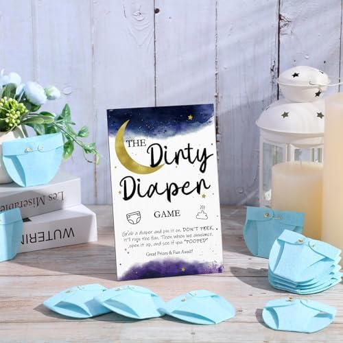Roowest 51 Pcs Dirty Diaper Baby Shower Games, Star Moon - Image 4
