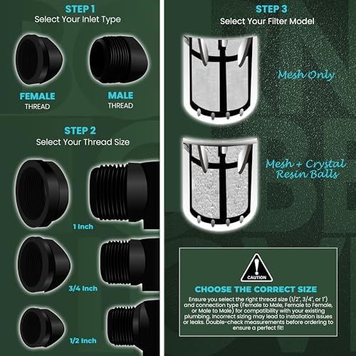 Inline Water Filter – 1" MNPT to MNPT, Fine Mesh Sediment Filter with Crystal Resin Balls for Whole House, Under Sink, Shower, Washing Machine, Garden Hose, Tap – Reusable Pre-Filter Strainer - Image 2