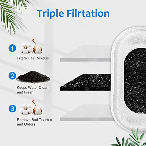 Cat Water Fountain Filters, 8 Pack Cat Fountain Filter Replacement with 8 Sponges for 3.2L/108oz Pet Water Fountain Stainless Steel - Image 3