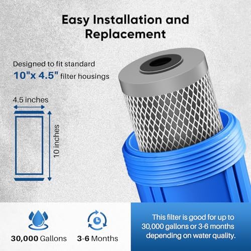 PUREPLUS 10"x4.5" Whole House Water Filter, Lead Removal, 5 Micron, 2 Pack - Image 7