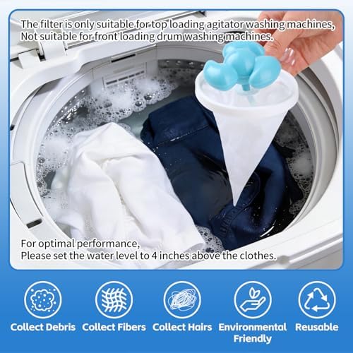 Washing Machine Lint Catcher & Hair Catcher for Top Load Washer - Reusable Floating Pet Hair Remover, 8 Pack Mixed 3 Colors - Image 4