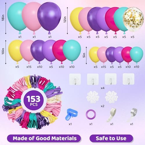 Amandir 153pcs Purple Blue Pink Balloon Garland Arch Kit Different Sizes - Image 3