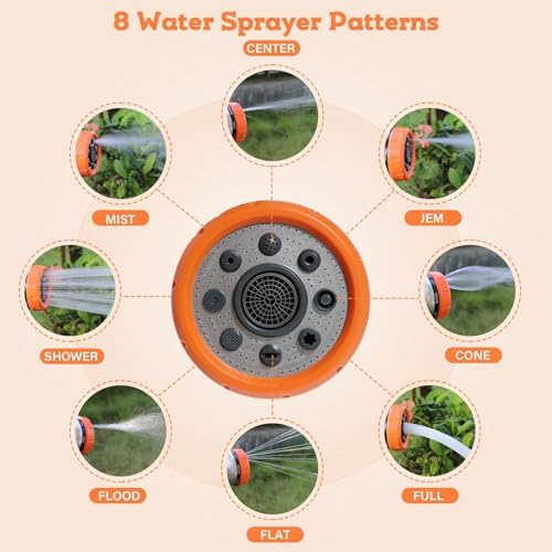 OJKGVGarden Hose Nozzle,8 Patterns Hose Sprayer High Pressure,Heavy Duty Dog Wash,Metal Water Hose Nozzle with Soap Dispenser,Car Wash Foam Gun With Pets Things (Orange gray) - Image 3