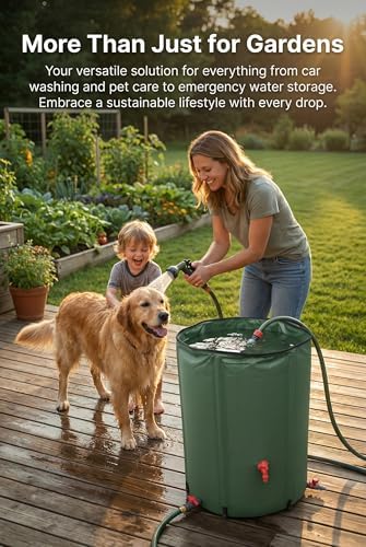Rain Water Collection Barrel Water Storage Tank with Spigot, Hose and Portable Bucket, Large Plastic Collapsible Rain Catcher Catchment System to Collect Rainwater from Gutter (132Gallon=500L) - Image 5