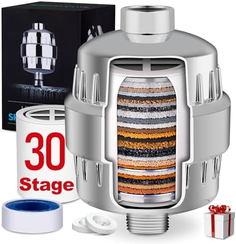 30 Stage Shower Filter, Shower Filter for Hard Water - High Output Shower Water Filter to Remove Chlorine Fluoride Heavy Metals, Improves the Condition of Your Skin, Hair and Nails by AISMIHO