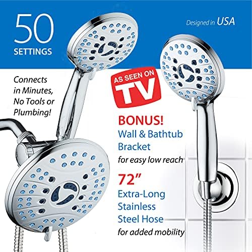 AquaCare 50-mode High Pressure 7 inch Shower Head Combo w/Dual Power Wash - Image 6