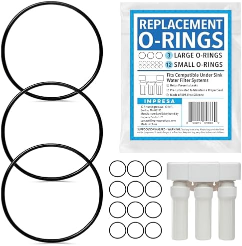 Impresa 15-Piece O-Ring Variety Pack for Water Filters - Compatible with Aquasana Claryum AQ - Black Silicone - 5300 Under Sink Water Filter System - Pre-Lubricated Leak-Sealing O Rings by IMPRESA