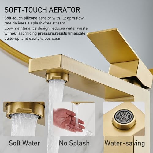 AVSIILE Brushed Gold Vessel Sink Faucet, 1 Hole Single Handle Tall Faucets - Image 5