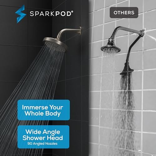 SparkPod Rain Shower Head, 6 Inch Round, Elegant Brushed Nickel Finish - Image 2