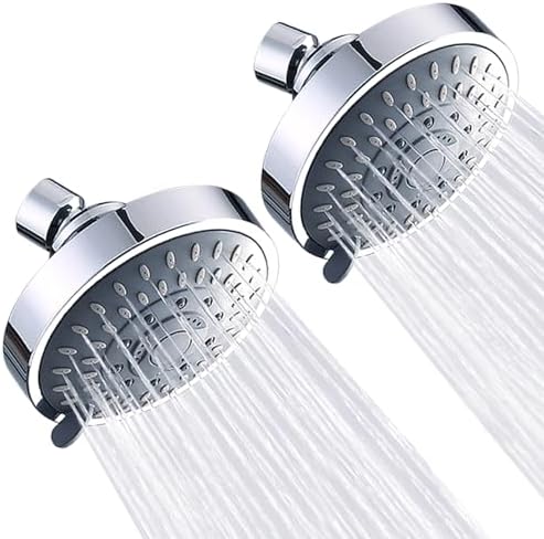 AISOSO High Pressure Rain Shower Head 2PCS 5 Modes 4.1 Inch Chrome by Aisoso