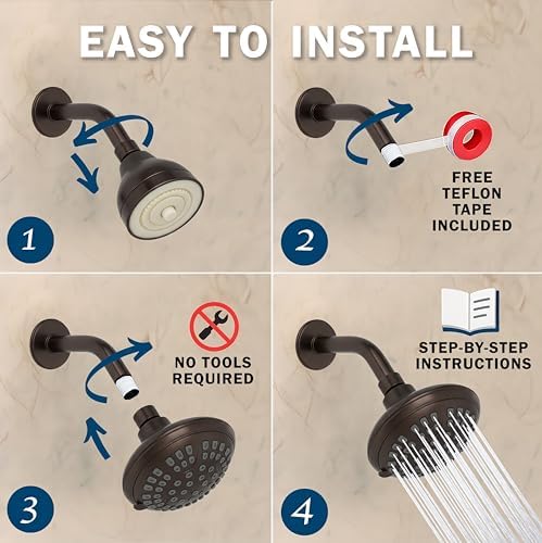 Aqua Elegante 6 Function Luxury Shower Head - 1.8 GPM - Oil-Rubbed Bronze - Image 5