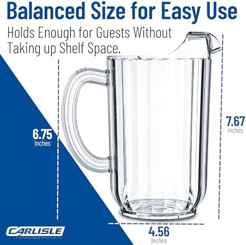 Carlisle FoodService Products 553807 Plastic Pitcher, 48 Ounces, Clear, (Pack of 6) - Image 4