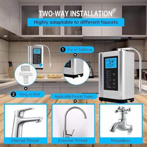 Alkaline Water Ionizer Machine 729, Built-in a Filter, Produces pH 4-10.5 Water, 7 Water Settings, Up to -570mV ORP, 8000L Per Filter, Silver - Image 4