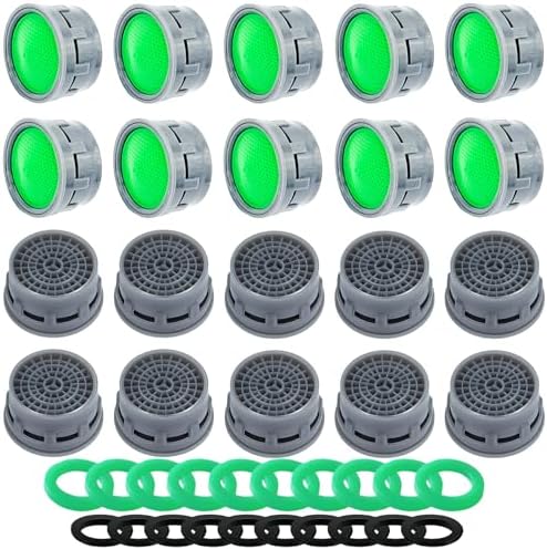 Faucet Aerator, 1.5 GPM Flow Restrictor Insert, Faucet Aerator Replacement Part for Bathroom or Kitchen Faucet Filter, Fits Male and Female Faucet Aerators with Washers (20 Pcs) by MOILINJAEY