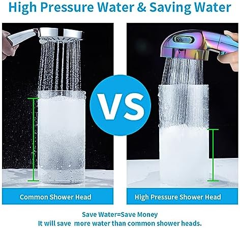 KAIYING Drill-Free High Pressure Handheld Shower Head with ON/OFF Switch, 3 Spray Modes - Polished Finish, Shower Head (Radiant Rainbow) + Bracket + Hose - Image 4