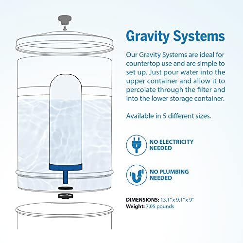 ProOne Traveler+ Stainless-Steel Gravity Water Filter System 2.25-Gallon Countertop Water Dispenser for Home & Travel with One 5” Filter & Wire Stand, Reduces Lead & Microplastcis - Image 2