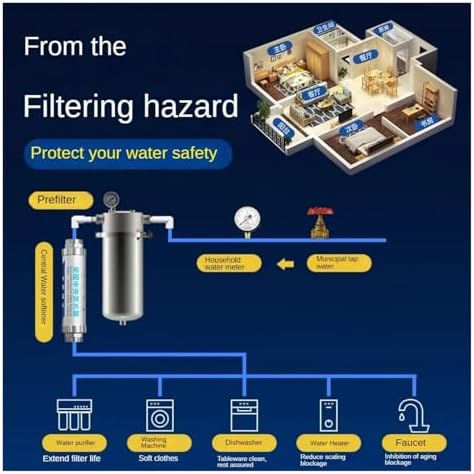 YPMart Whole House Water Softener System,Salt Free Descaler System,Big Flow Hard Water Filter Remove Scale and Chlorine for Home Office - Image 5