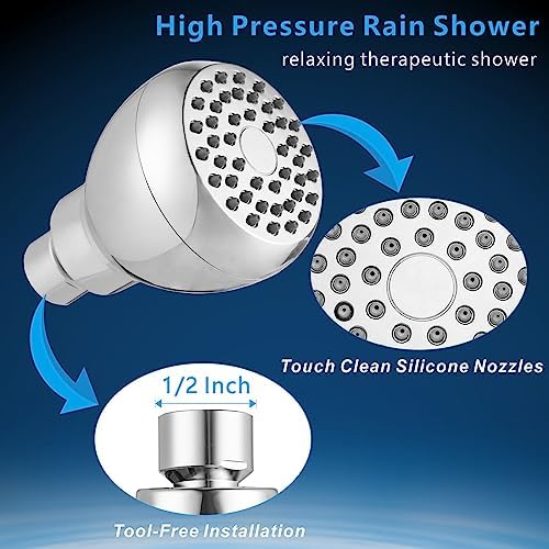 5 Pack High Pressure Shower Head - Powerful Bathroom Pressure Boosting Showerhead - Perfect Universal Replacement for Rain Shower Heads(Chrome) - Image 4