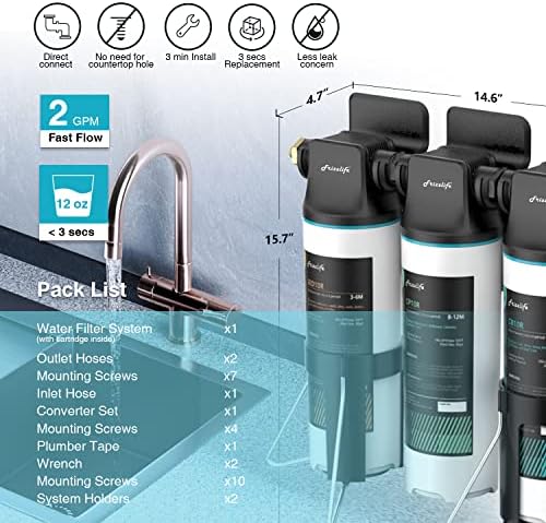 Frizzlife TW10 Under Sink Water Filter System, NSF/ANSI 53&42 Certified Elements, Reduce 99.99% Lead, Chlorine, Chloramine, Fluoride, Bad Taste & Odor, Direct Connect, 0.5 Micron, USA Tech Support - Image 4