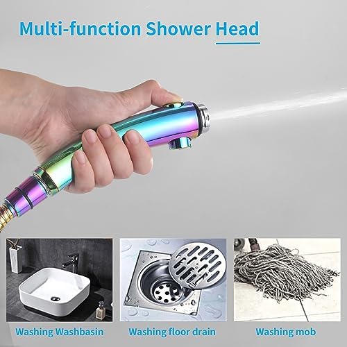 KAIYING Drill-Free High Pressure Handheld Shower Head with ON/OFF Switch, 3 Spray Modes - Polished Finish, Shower Head (Radiant Rainbow) + Bracket + Hose - Image 5