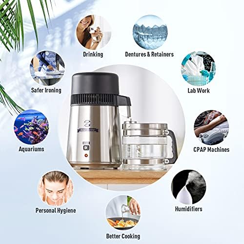 CO-Z 4L Brushed Stainless Steel 750W Countertop Water Distiller, Glass Pot - Image 5