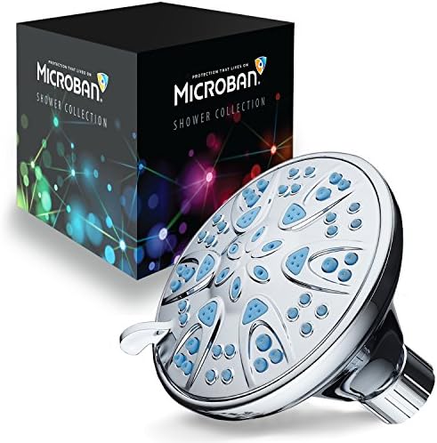 AquaDance Antimicrobial – Anti-Clog High-Pressure 6-Setting Shower Head with Microban Nozzle Protection from Growth of Mold, Mildew & Bacteria for Stronger Shower! 4" Aqua Blue - Image 2