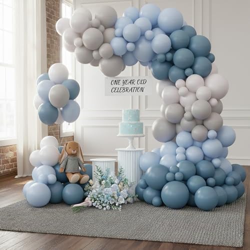 168 - Piece Balloon Arch Kit, Blue & Neutral Balloons Set, Includes Balloon Arch Stand Tools for Baby Shower Decorations & Party Backdrops (Multi - Size) by Unknown