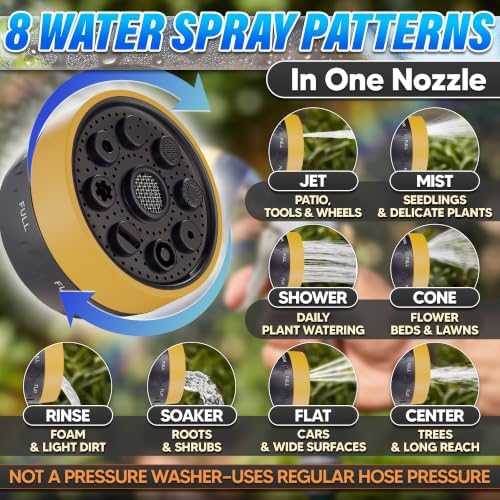 Metal Garden Heavy Duty Hose Nozzle, 8 Spray Patterns, Lock Clip - Image 5