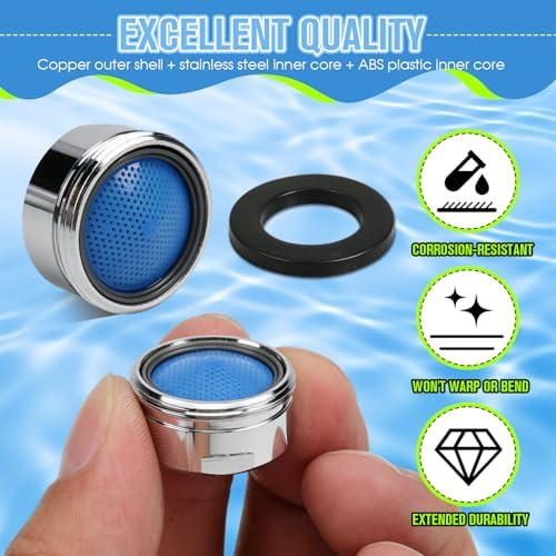 4Pcs Faucet Aerator Replacement, 7/8" 22mm Honeycomb Anti-Splash High Flow Water Saving Sink Aerators M22 Male Thread, Universal Bathroom Kitchen Faucet Parts - Image 3